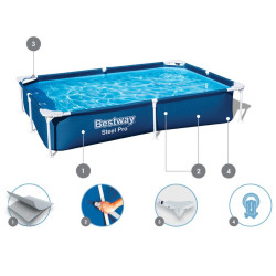 Basen prostokątny Steel Pro zestaw 8w1 221x150x43 Bestway 56401