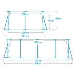 Basen ogrodowy Rectangular Frame 450x220x84 zestaw 17w1 Intex 28273