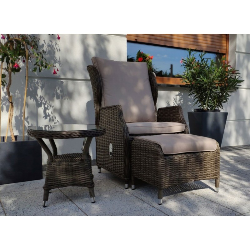 Regulowany Fotel z podnóżkiem i stolikiem kawowym ROMA CAFFE SOLO