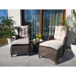 Ekskluzywne fotele ogrodowe z podnóżkami i stolikiem LATINA BIG