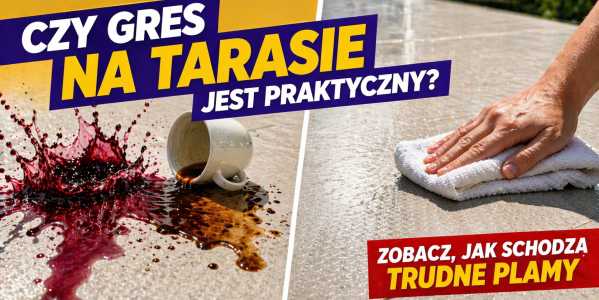 Czy jasny gres na tarasie jest trudny w utrzymaniu? Test odporności na plamy.